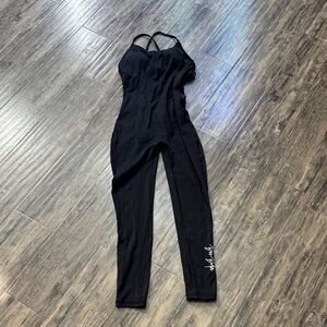 Black Jumpsuit with White Script Detail